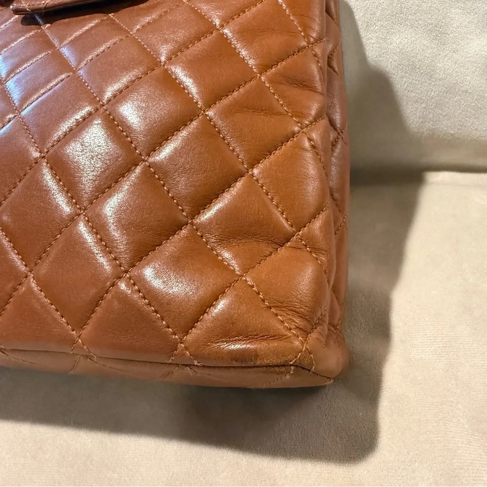 Vintage CHANEL Brown Lambskin Quilted Resin Chain Shoulder Bag 90s Rare Karl Era - Picture 6 of 16